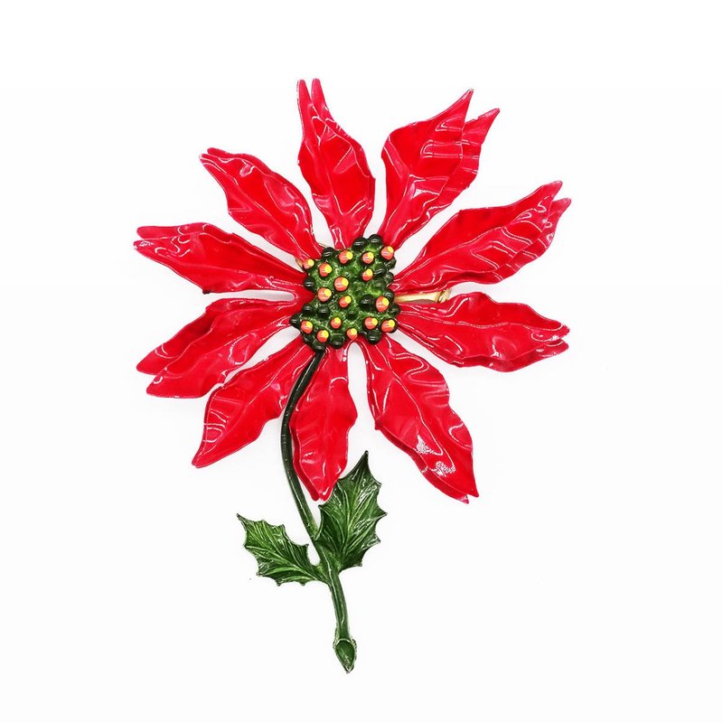 60s USA vintage big flower brooch - 胸針 - 其他金屬 紅色