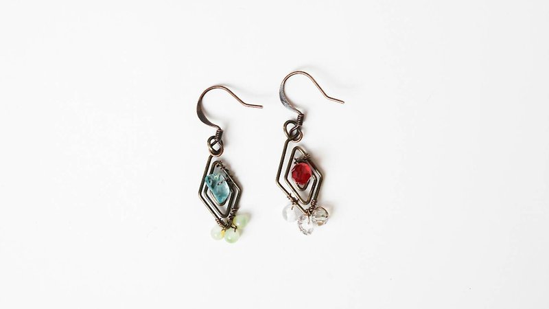 Handmade X] [soulmate natural stone earrings - ต่างหู - โลหะ 