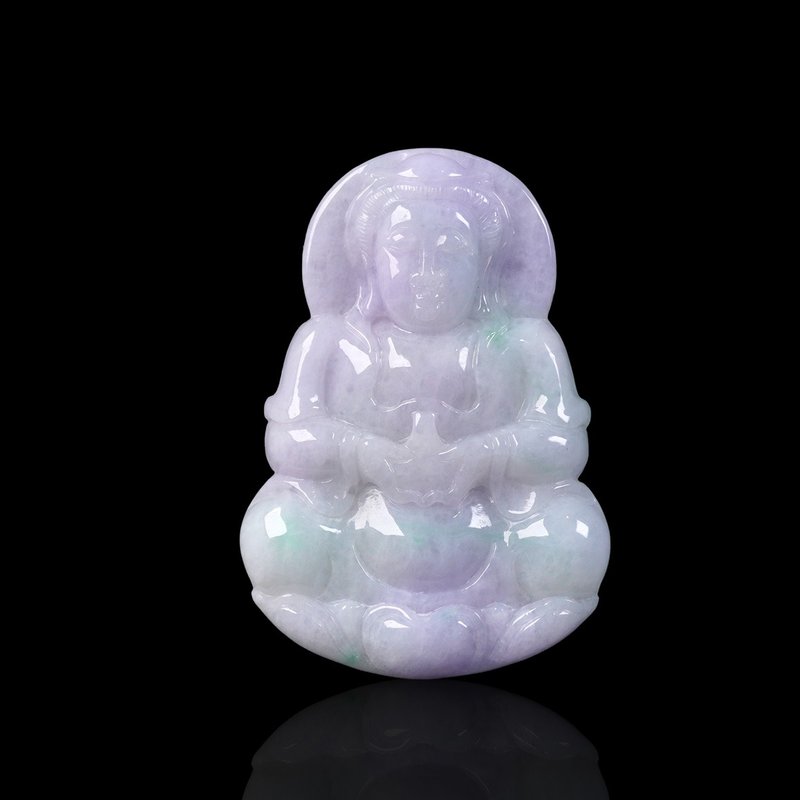 春帶彩翡翠觀音菩薩項鍊 | 天然緬甸玉翡翠A貨 | 送禮 - 項鍊 - 玉石 多色