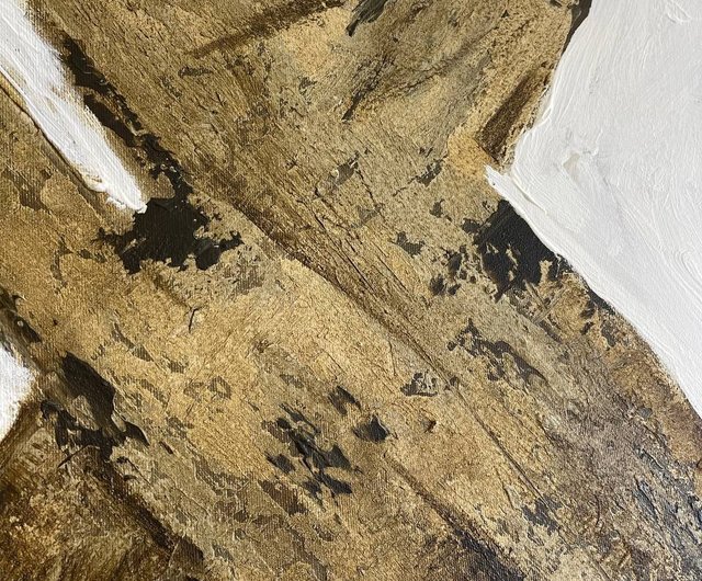 オリジナル金箔ラインアクリル絵画抽象 Japandi スタイル壁