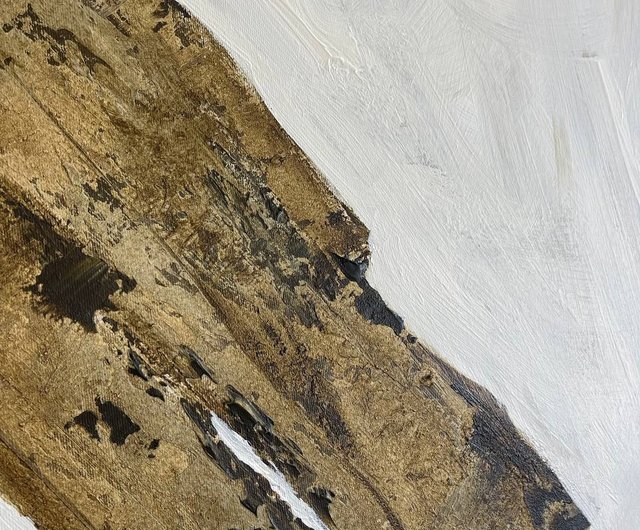 オリジナル金箔ラインアクリル絵画抽象 Japandi スタイル壁アート