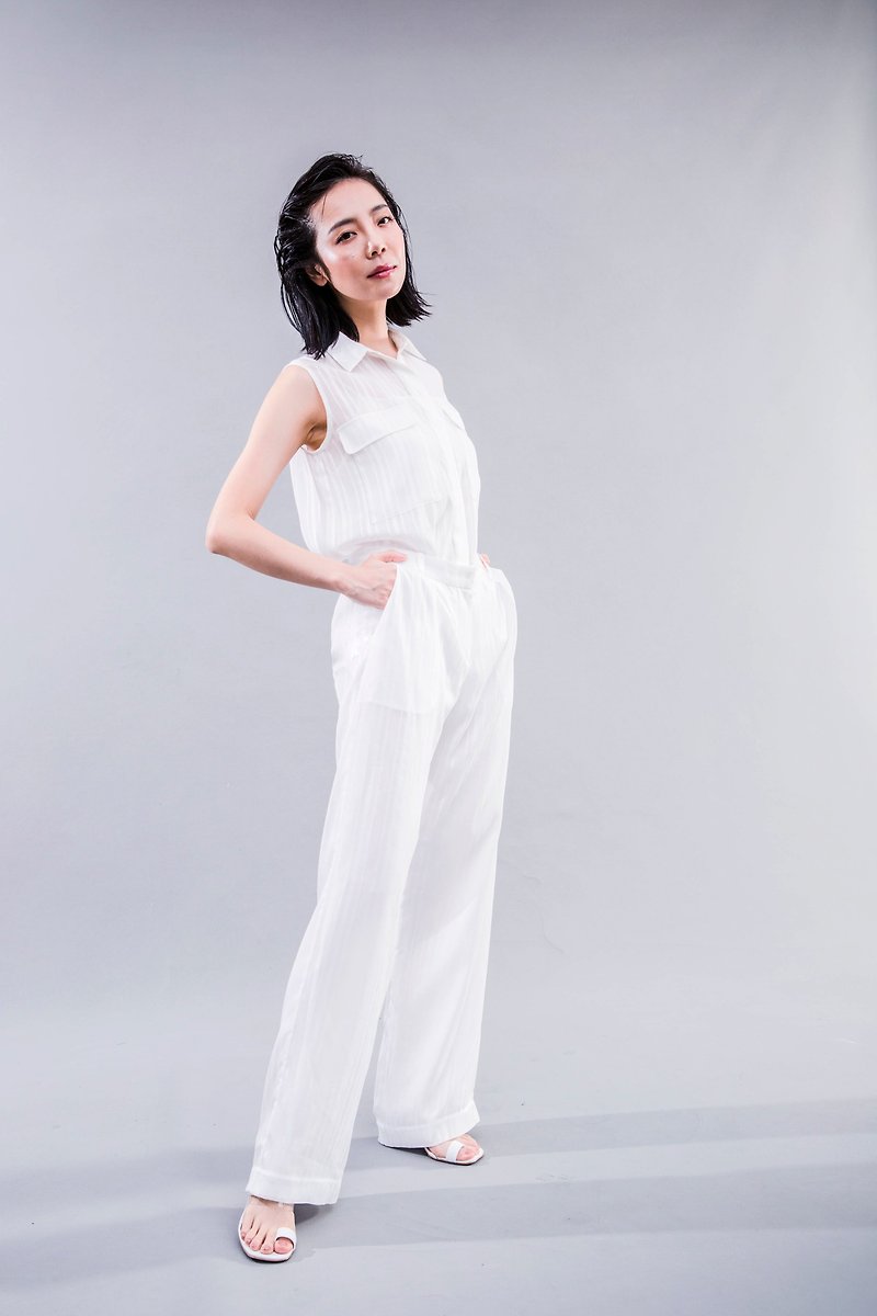Classic model released Malwine 2019summer fog white trousers - กางเกงขายาว - เส้นใยสังเคราะห์ ขาว