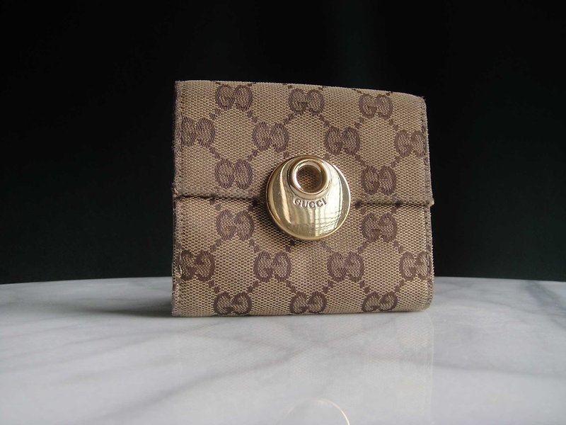 【Old Time OLD-TIME】Early second-hand old bag made in Italy GUCCI short wallet*special offer*