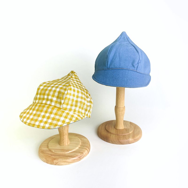 巴特的派報時間 | 雙面牛仔奶油報童帽 - 嬰兒帽子/髮帶 - 棉．麻 藍色
