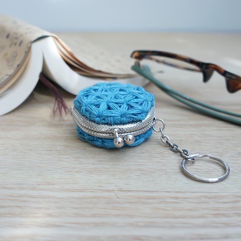 Ba-ba handmade Jasmine Stitch crochet mini-coinpurse No.C1188 - กระเป๋าใส่เหรียญ - วัสดุอื่นๆ สีน้ำเงิน