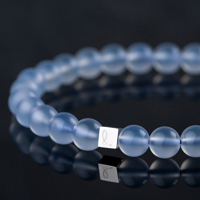 Translucent Blue Chalcedony | Natural Energy Bracelet | 6.5-7.5mm - สร้อยข้อมือ - คริสตัล สีน้ำเงิน