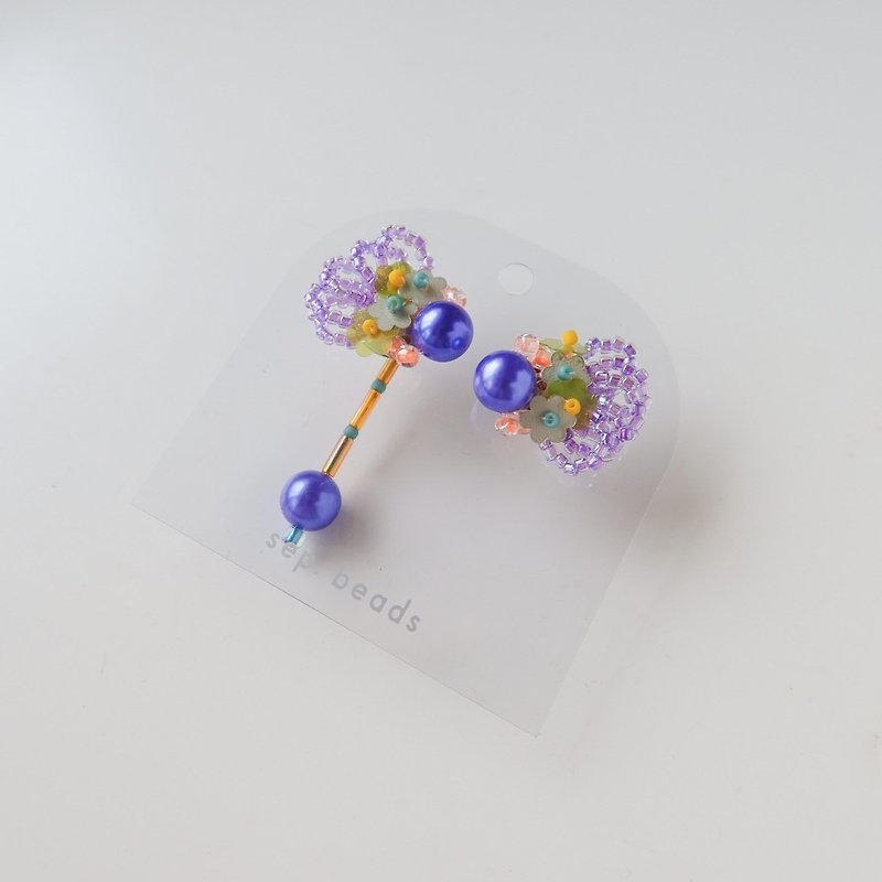 Kuro Magic Wand Bright Purple Earrings/Ear Needles/ Clip-On/Clip-On/Earrings - ต่างหู - วัสดุอื่นๆ สีม่วง
