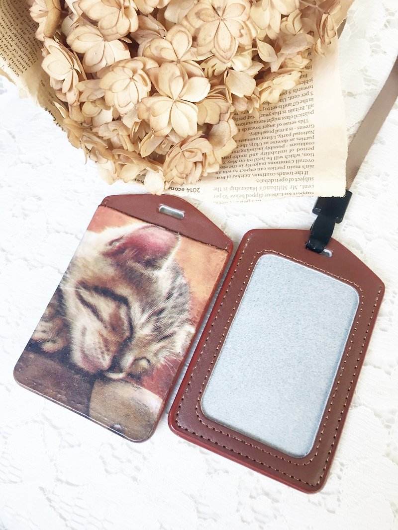 Handmade Gifts Handmade Leather Card Holder Tabby Cat Leather Ticket Holder/Certificate Holder/Identification Card/Valentine's Day - ID & Badge Holders - Genuine Leather 