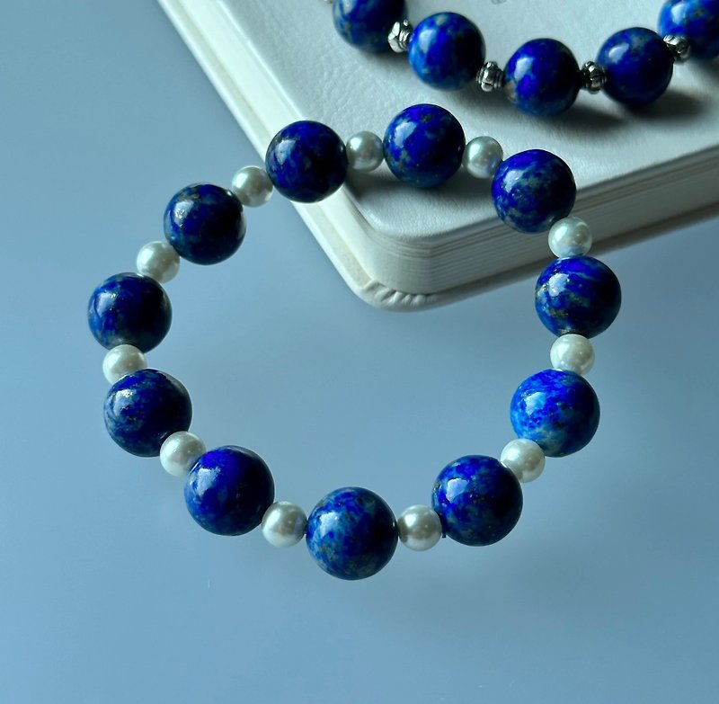 [Back to the Wind and Luoyan] Lapis Gold Freshwater Pearl Bracelet - Bracelets - Semi-Precious Stones Multicolor