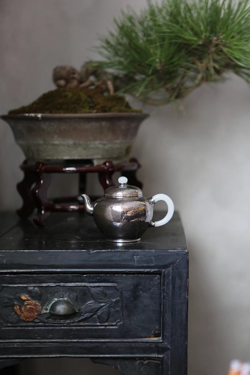 尚幀品 玉把宮燈純銀急須 銀壺泡茶壺 純銀9999 純手工 200cc - 茶壺/茶杯/茶具 - 純銀 