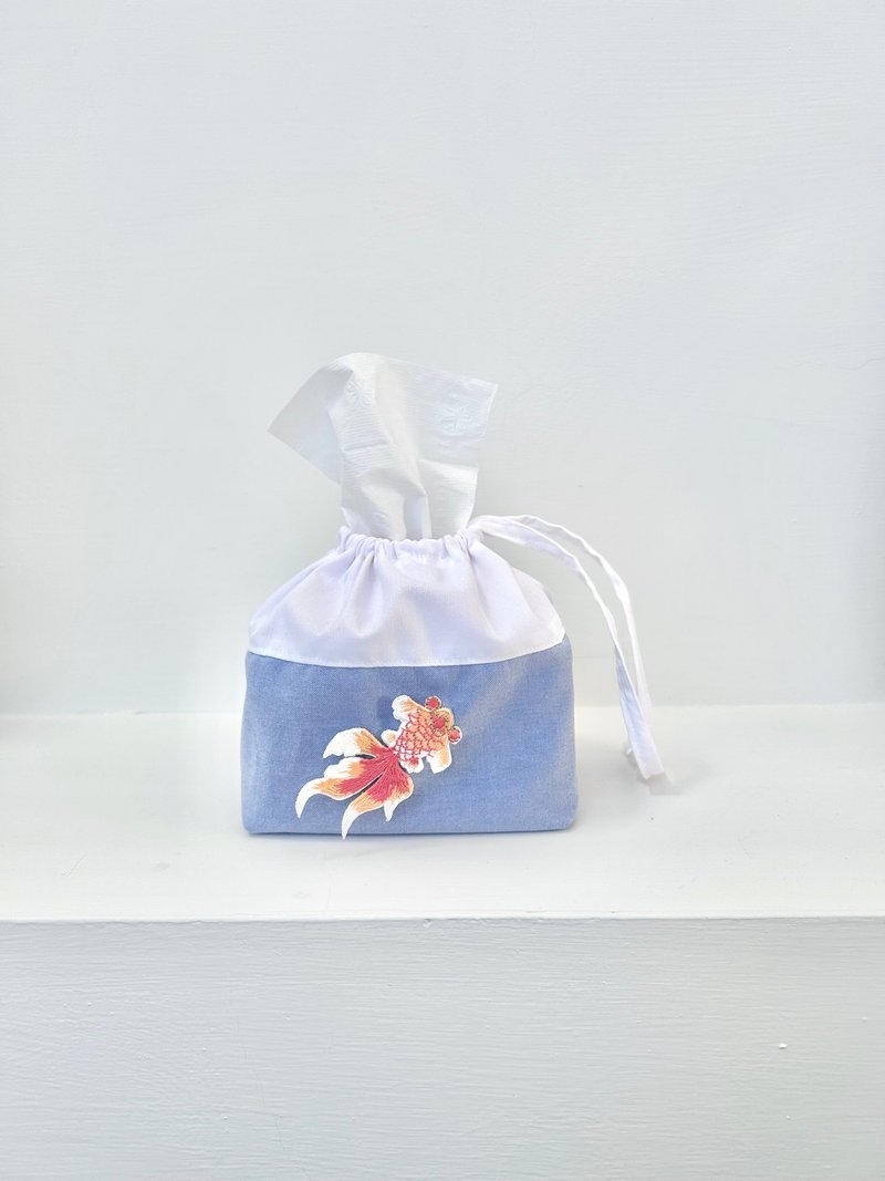 【撈一隻金魚】抽取式衛生紙/面紙套 尺寸可訂製 - 面紙盒 - 棉．麻 