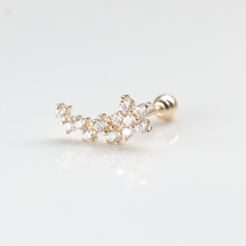 14K flower diamond shaped beads (single) ear bone and ear socket will not fade - ต่างหู - เครื่องประดับ สีทอง