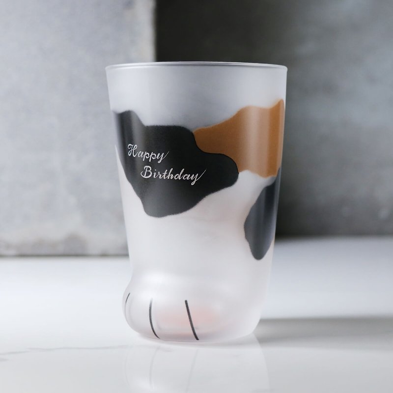 300cc (3 colors) Japanese ADERIA cat foot cup super cute meat ball cat cup glass engraving customization - Cups - Glass Brown