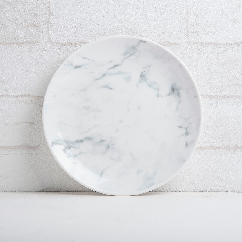 大理石紋20公分瓷製圓盤 - 小碟/醬油碟 - 瓷 白色