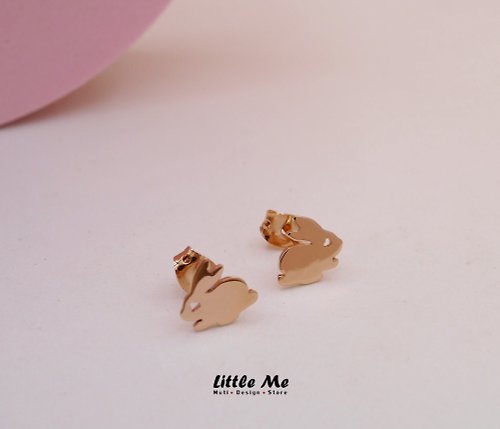 Littleme Handmade Mini Bunny Earring - Pink gold plated