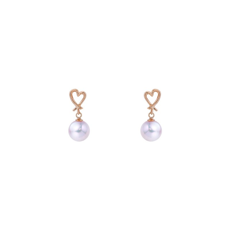 Love dangle small pearl earrings - ต่างหู - เครื่องประดับ 