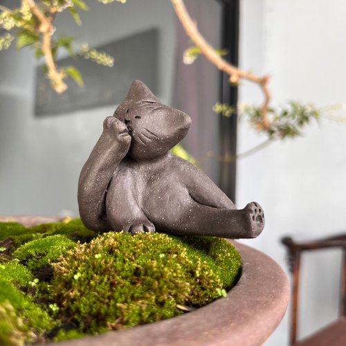 ブサ猫さんの酒盛り♡縁起物、招き猫、陶器人形、置物猫人形エキゾチックショートヘア 可愛い❤️ブサカワ猫ちゃん。縁起物、陶器人形、置物、招き猫