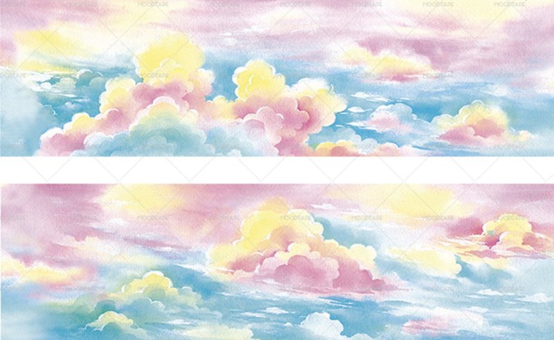 彩虹棉花雲 天気造景 和紙膠帶 - 紙膠帶/和紙/PET - 其他材質 多色