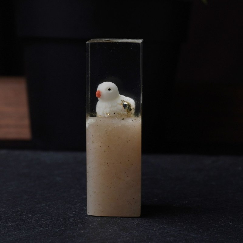 客製化手工印章-可愛白鳥樹脂印章樹脂印章 1.7x1.7 CM|篆刻印章 - 印章/印台 - 石頭 