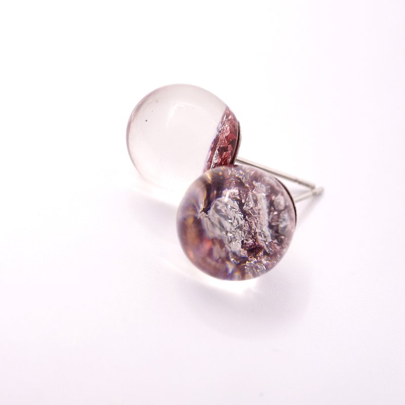 A Handmade pink opal gem earrings resin - ต่างหู - เครื่องเพชรพลอย 