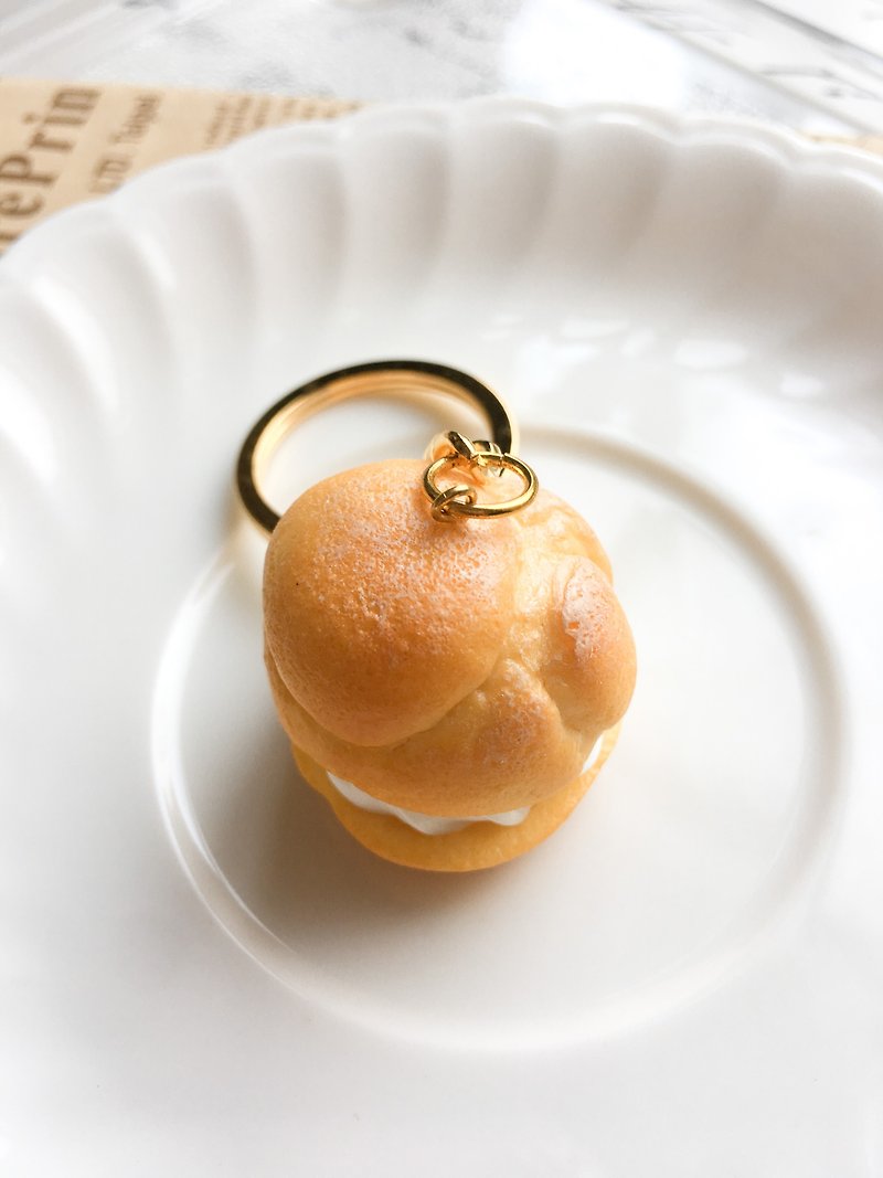 Fresh Cream Puffs-Small Dessert Accessories Bags Pendant Earrings - Keychains - Clay Orange
