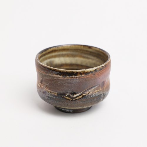 明芽窯(Bardur 陶藝) 明芽窯 l 柴燒絞胎飛指茶碗 咖啡色 可可紅 陶器 陶藝品 蒐藏品 T