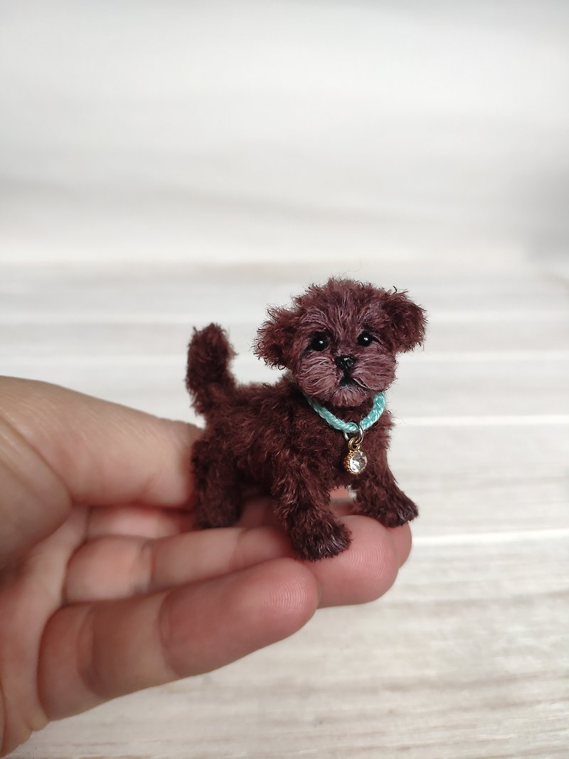 chocolate puppy - Stuffed Dolls & Figurines - Wool Brown