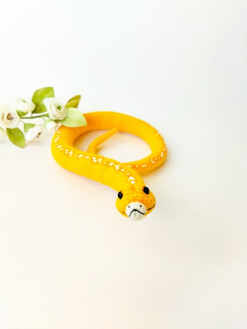 TatiStoreShop 黃色蛇蟒玩具鉤針圖案PDF英文。 蛇amigurumi圖案
