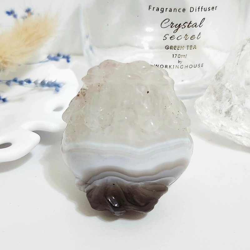 條紋瑪瑙龍龜/緩解壓力/消除負能量之水晶 - 擺飾/家飾品 - 水晶 灰色