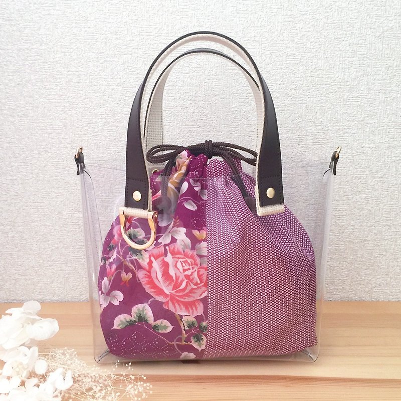 Clear Tote Bag - Drawstring Bag - Carefully Selected Kimono - Set