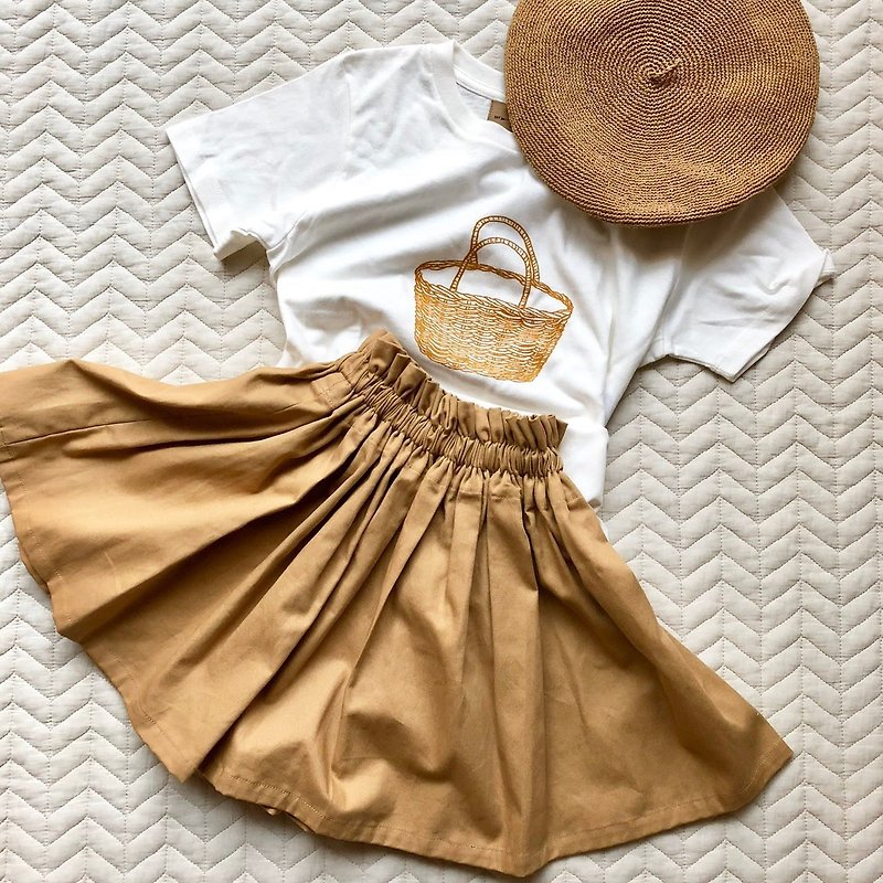 A cute skirt with a beautiful silhouette - กระโปรง - ผ้าฝ้าย/ผ้าลินิน สีนำ้ตาล