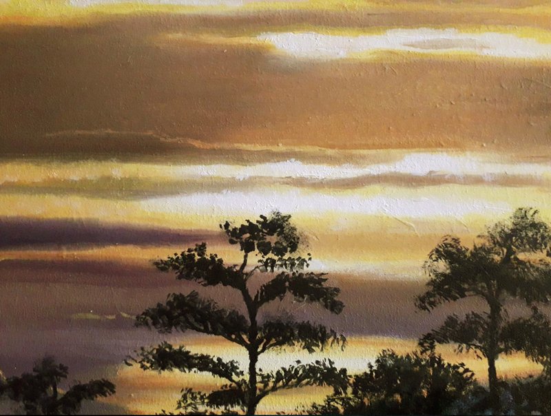 Original oil painting 30x40 cm. Landscape. Evening in Southport - 壁貼/牆壁裝飾 - 其他材質 