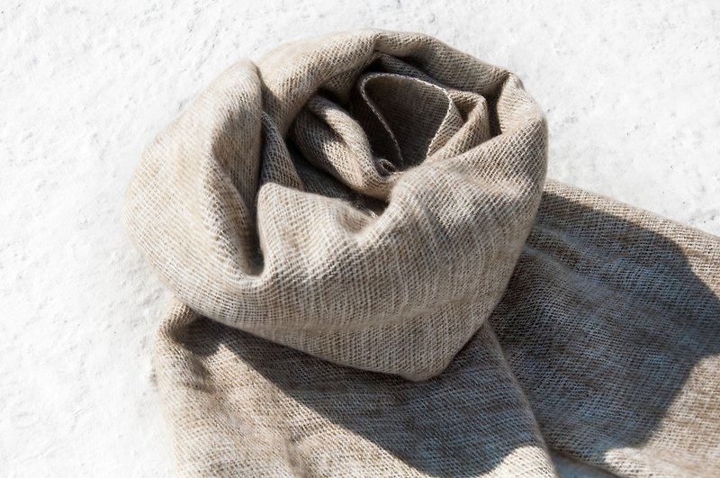 Pure wool shawl/knit scarf/knit shawl/covering/pure wool scarf/wool shawl-khaki - ผ้าพันคอถัก - ขนแกะ สีกากี