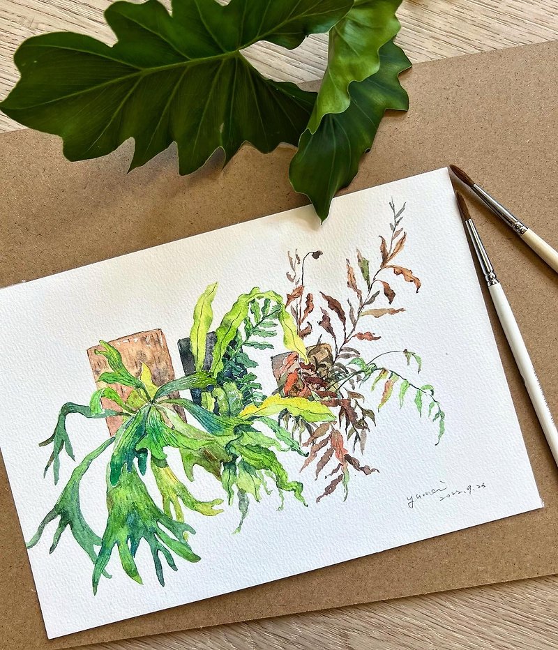 Hand drawn watercolor plants - Illustration, Painting & Calligraphy - Paper 