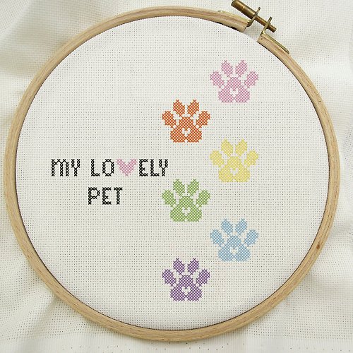 Art and Funny My lovely pet. Paw Footprint Cross stitch pattern PDF