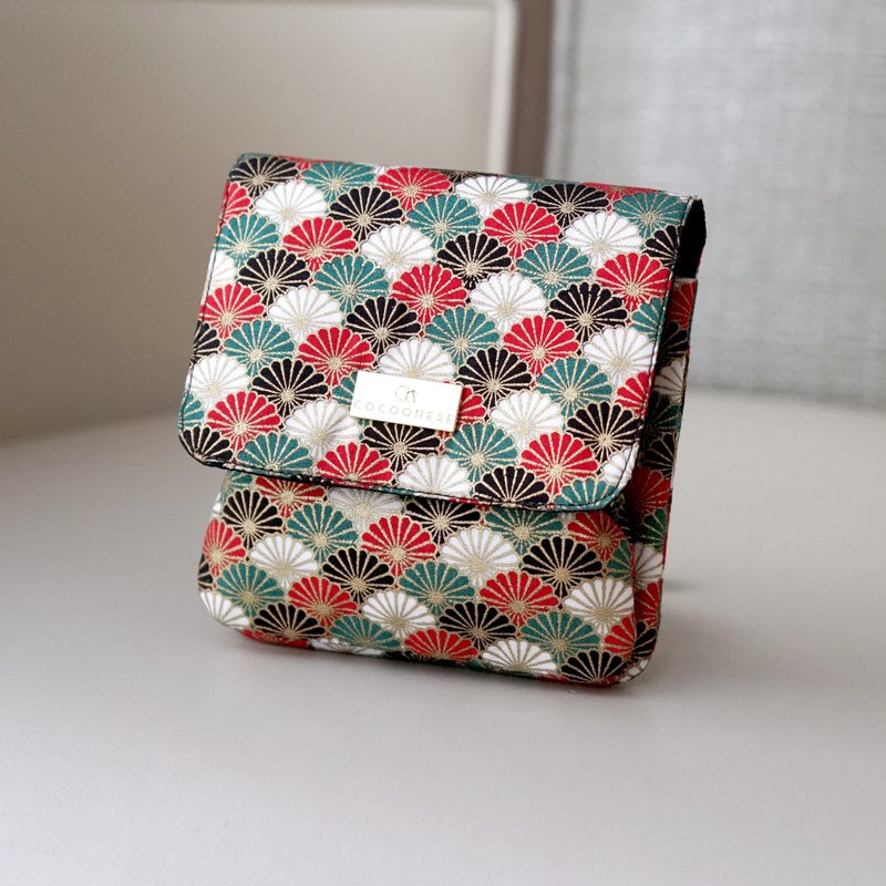 口金錢包 / 口金短夾 / 斜挎錢包- 菊花海岸(紅) - 錢包/皮夾/長短夾 - 棉．麻 紅色