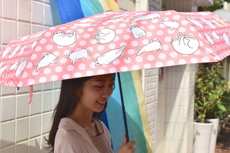 Flesh attitude three-fold umbrella | large umbrella surface 23 inches | with a small bag | Taiwan Fumao umbrella cloth - coral pink - ร่ม - วัสดุกันนำ้ สึชมพู