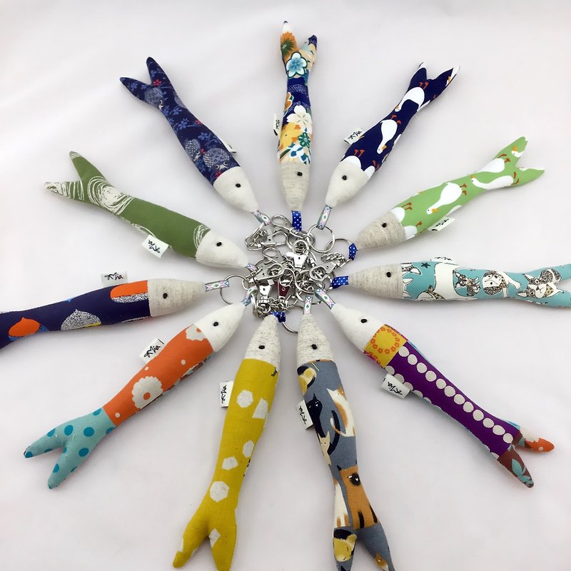 Blue pond sprouting duck - fish fish strap / keychain (with metal hooks) - Charms - Cotton & Hemp 