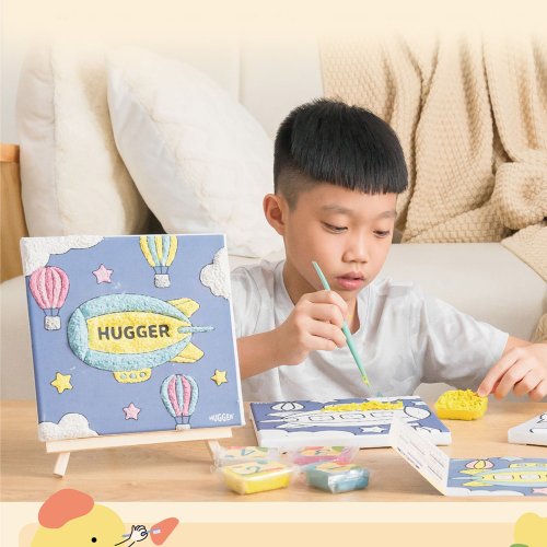 HUGGER HUGGER毛毛紙漿黏土數字畫(飛船) 藝術兒童DIY 臺灣墨朵設計製造