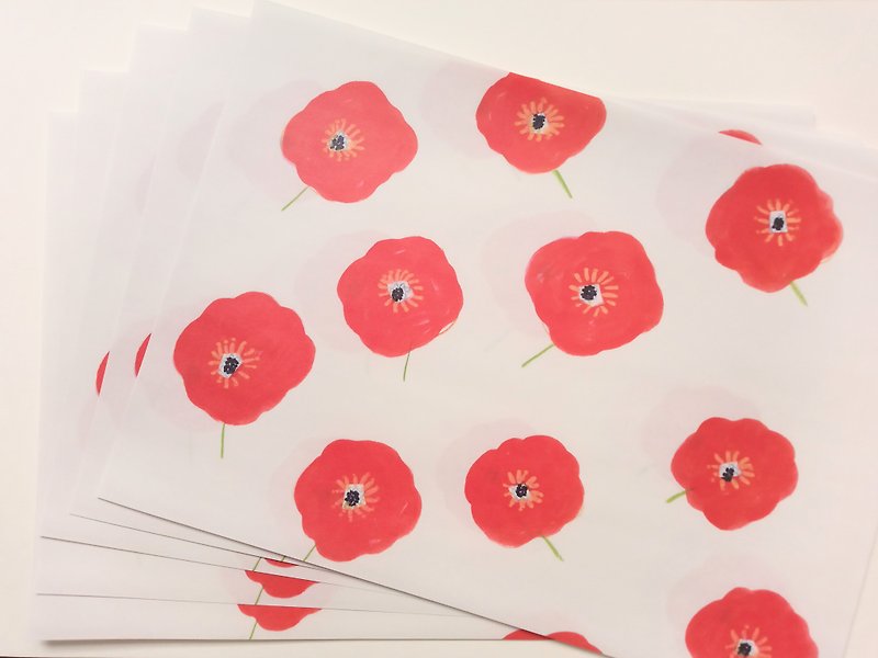moyou paper-moyogami-poppy A4 size / 5 sheets - ปกหนังสือ - กระดาษ สีแดง