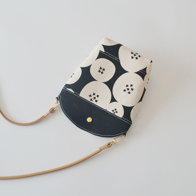Cotton & Hemp Messenger Bags & Sling Bags - Black Floral Fabric Side Backpack Phone Bag