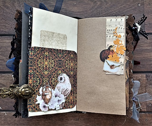 Witch moon junk journal handmade Gothic grimoire Halloween