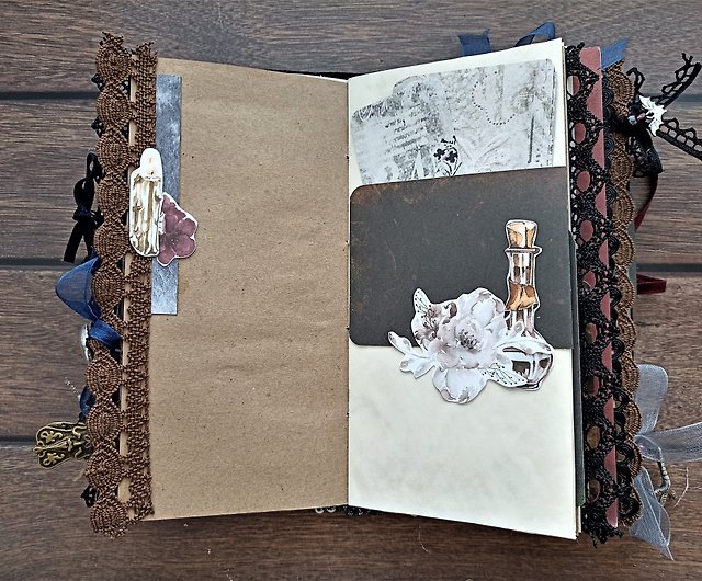 Witch moon junk journal handmade Gothic grimoire Halloween
