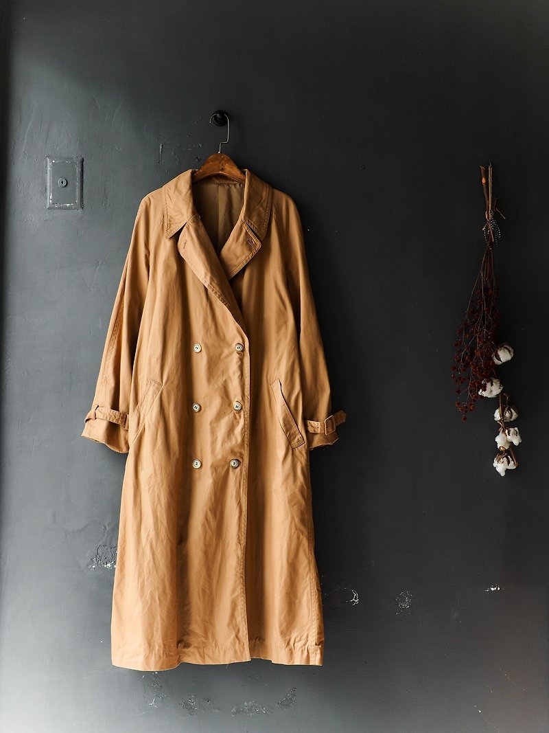 River water - Nagano pumpkin khaki luster love hand ﹑ antique trench coat coat trench_coat dustcoat jacket coat oversize vintage - Women's Blazers & Trench Coats - Cotton & Hemp Brown
