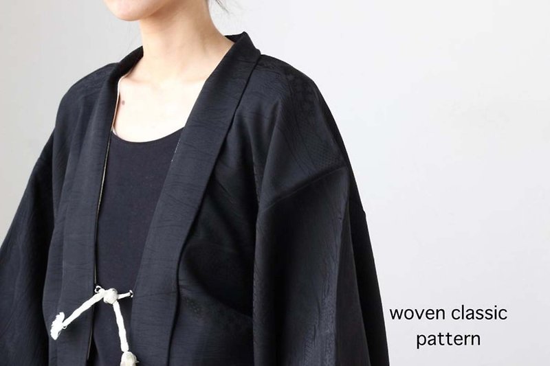 Haori, kimono jacket /4149 - เสื้อแจ็คเก็ต - ผ้าไหม สีดำ