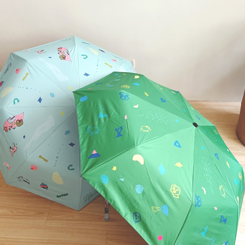 Yinke印花衛星小狗宇宙 漂亮綠色快乾雨傘 自動傘 快速出貨 - 雨傘/雨衣 - 棉．麻 多色