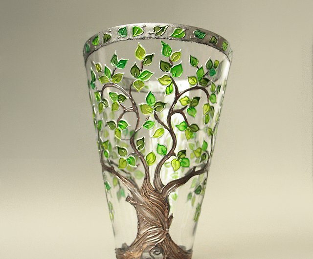 生命の木 ガラスの花瓶 手描き - ショップ NeA Glass 置物 - Pinkoi