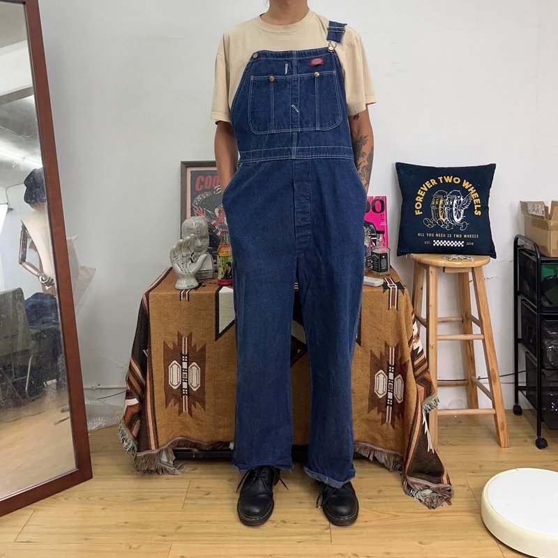 DICKIES original color denim overalls vintage overalls second-hand - Men's Pants - Cotton & Hemp Blue