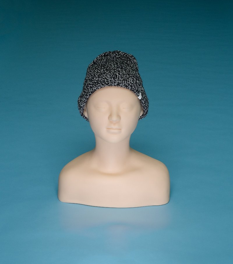スリム - 黒と白の手編みの帽子のLT07 - 帽子 - ウール ブラック