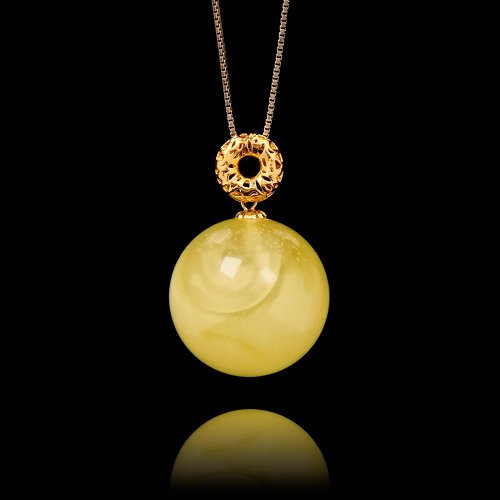 正佳珠寶 Gemsrich Jewelry 【正佳珠寶】蜜蠟琥珀 頂級白金滿蜜 16mm 蜜蠟琥珀吊墜
